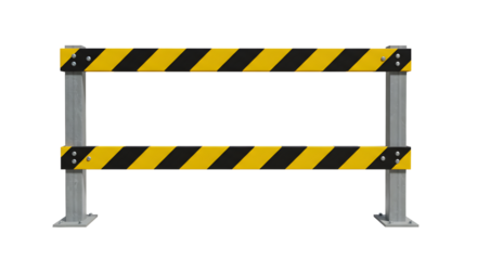 Sturdy industrial barrier with hazard stripes for site security and traffic control, essential for construction and event safety.