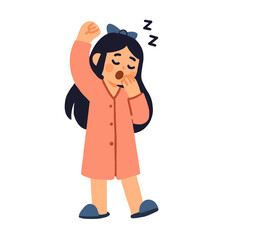 Illustration of a Woman Yawning and Stretching