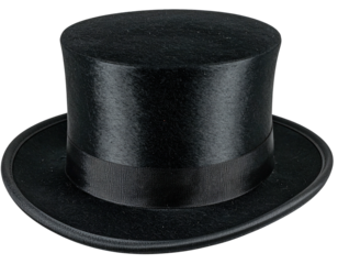 Black top hat with a silk band