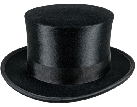 Black top hat with a silk band