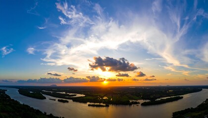 Panoramic sunset over a river (1)