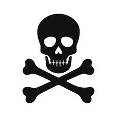 Black Skull and Crossbones Poison Warning Icon

