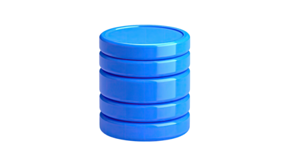 3D rendering of a stack of shiny blue discs against a black background