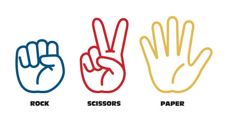 グーチョキパーのイラスト素材セット ベクター  白背景 ジャンケン 