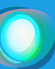 Abstract circular layers, vibrant blues, greens, white center. Smooth gradients create flowing visual effect. Modern background design.