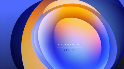 Abstract concentric circles, vibrant colors blend. Blue, orange, purple hues create dynamic visual effect. Modern design element.