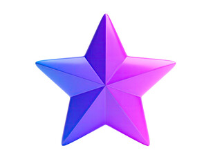 Obraz premium Five-pointed star rendered in vibrant purple and pink gradient against a black background