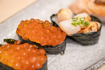 sushi set, Japanese food on plate