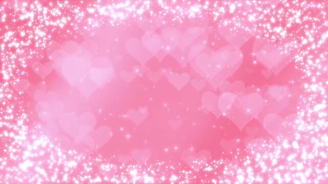 abstract pink glitter frame background with hearts:For Valentine and wedding
