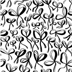 Vector illustration. Seamless pattern with many bows and knots.