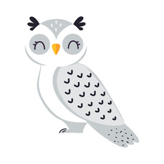 Northern Owl Bird and Zoo Creature from Cold North Vector Illustration