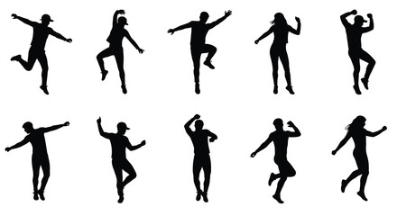 Silhouettes of people in dynamic poses showcasing energy and movement
