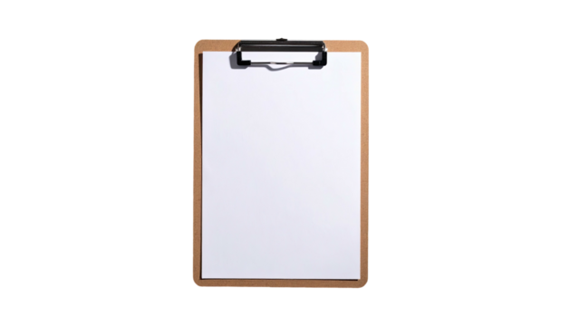Empty clipboard against black background, awaiting notes or paperwork