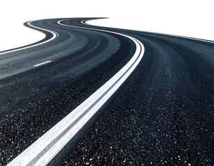Winding asphalt road with white lines