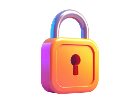 3D rendered bright, colorful padlock, against a stark black background