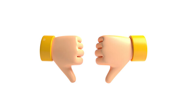 3D rendering of two hands giving thumbs down against black background