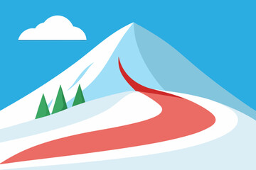 A simple cartoon of a ski slope with snow vector illustration
