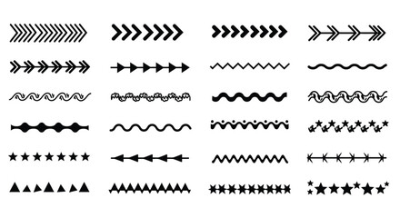 Obraz premium Collection of various black arrow and line design elements for graphic projects