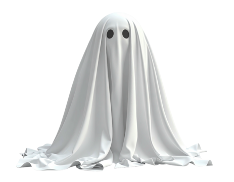 White ghost draped in a flowing sheet