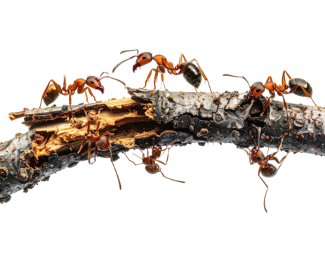 Ants on a broken twig