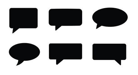 Collection of various black speech bubbles and thought bubbles isolated on white
