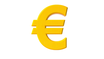 A vibrant, gold-colored Euro symbol against a stark, black background