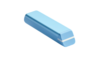 A light blue, rectangular rubber cleaning tool angled slightly, with a white stripe