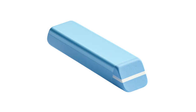 A light blue, rectangular rubber cleaning tool angled slightly, with a white stripe