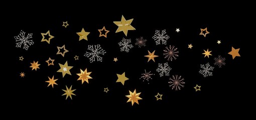 Beautiful winter background with gold stars and snowflakes. Perfect for holiday cards, websites, and more!