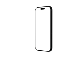 High-quality image of a black smartphone with a blank screen, perfect for app presentations or website mockups. Easy to use and customize.