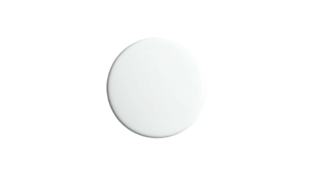 A simple white circular object with subtle shading, centered on a black background