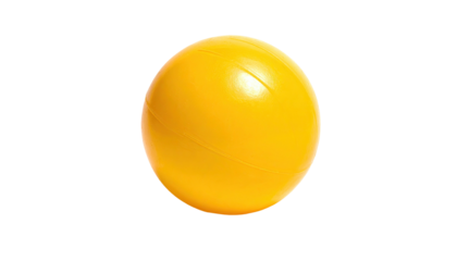 A close-up of a bright yellow sphere, isolated on a stark black background