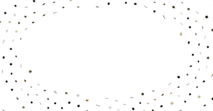 Gold and Black Star Confetti Border