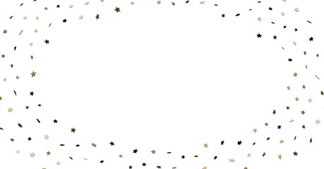 Gold, Black & White Star Confetti Border