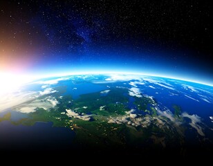 Obraz premium Earth's view from space, focused on Europe