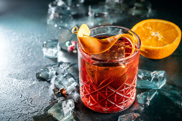 Classic Negroni cocktail with orange garnish