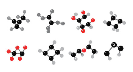Molecular structures of organic compounds with carbon hydrogen and oxygen