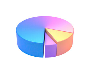 A colorful 3D pie chart with several segments on a black background