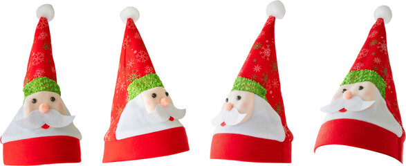 Red Christmas Santa Claus hat set isolated on white background