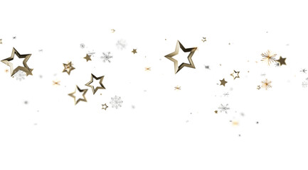 Sparkling gold stars and snowflakes on white. Perfect for holidays, celebrations, and winter themes.