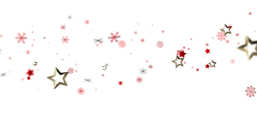 Festive winter background with red stars, gold stars, and snowflakes. Perfect for holiday designs.