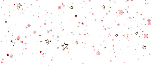 Festive winter background with red and gold stars and snowflakes. Perfect for Christmas, New Year, holidays.