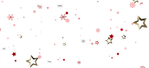 Festive winter background with red and gold stars, snowflakes. Perfect for holidays.
