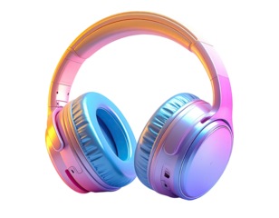 Over-ear wireless headphones with a gradient of colors against a black background