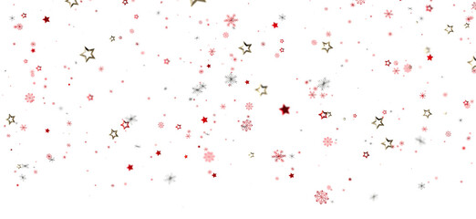 Festive background with red and gold stars and snowflakes. Perfect for Christmas, New Year, or winter holidays.