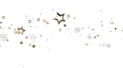 Elegant winter design with gold stars, snowflakes. Perfect for holidays, celebrations, and winter themes.