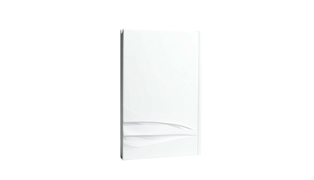 Sleek, white rectangular device against a black backdrop, subtle curved design
