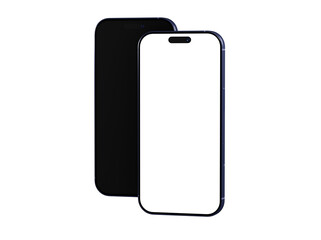 High-quality mockup of two smartphones, one with a black screen and one with a white screen, perfect for app presentations or website