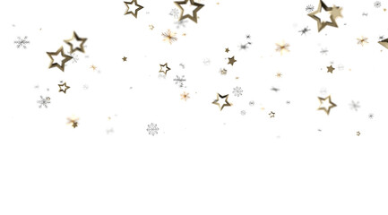 Sparkling gold stars and snowflakes on white. Perfect for holidays, celebrations, and winter themes.