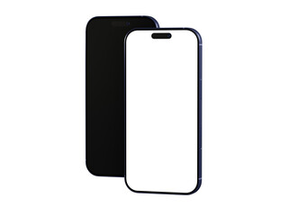 High-quality mockup of two smartphones, one with a black screen and one with a white screen. Perfect for app presentations or website